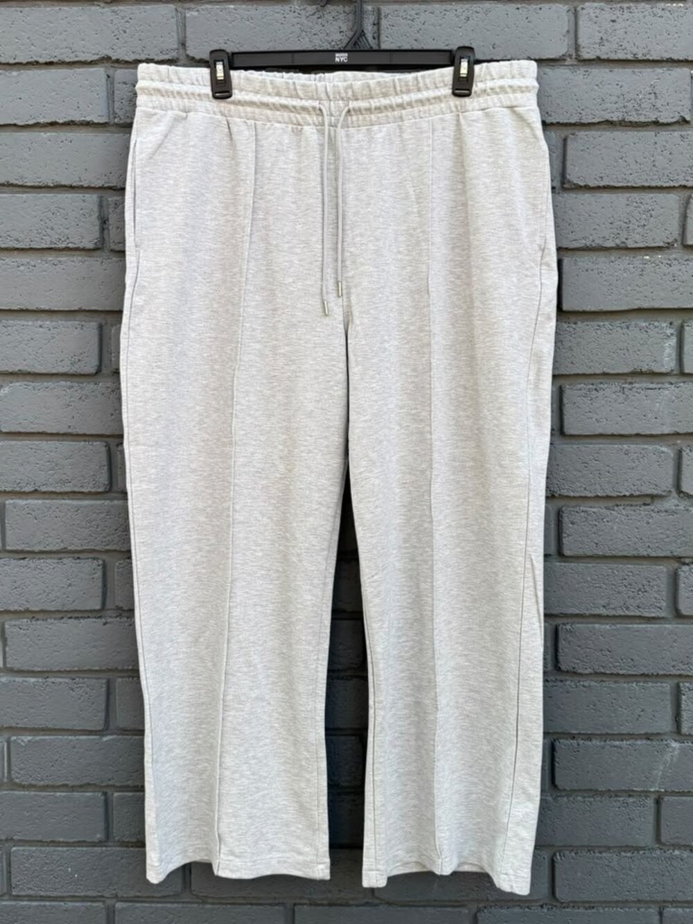 Serra Heather Gray Wide Leg Ponte Pant Pull on Drawstring Lounge Sweatpants PLUS